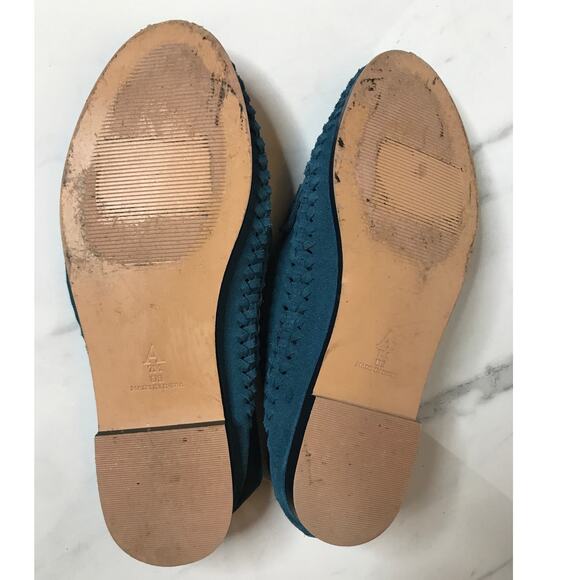 Pilcro Anthropologie Teal Woven Suede Loafers 7 - Picture 10 of 10